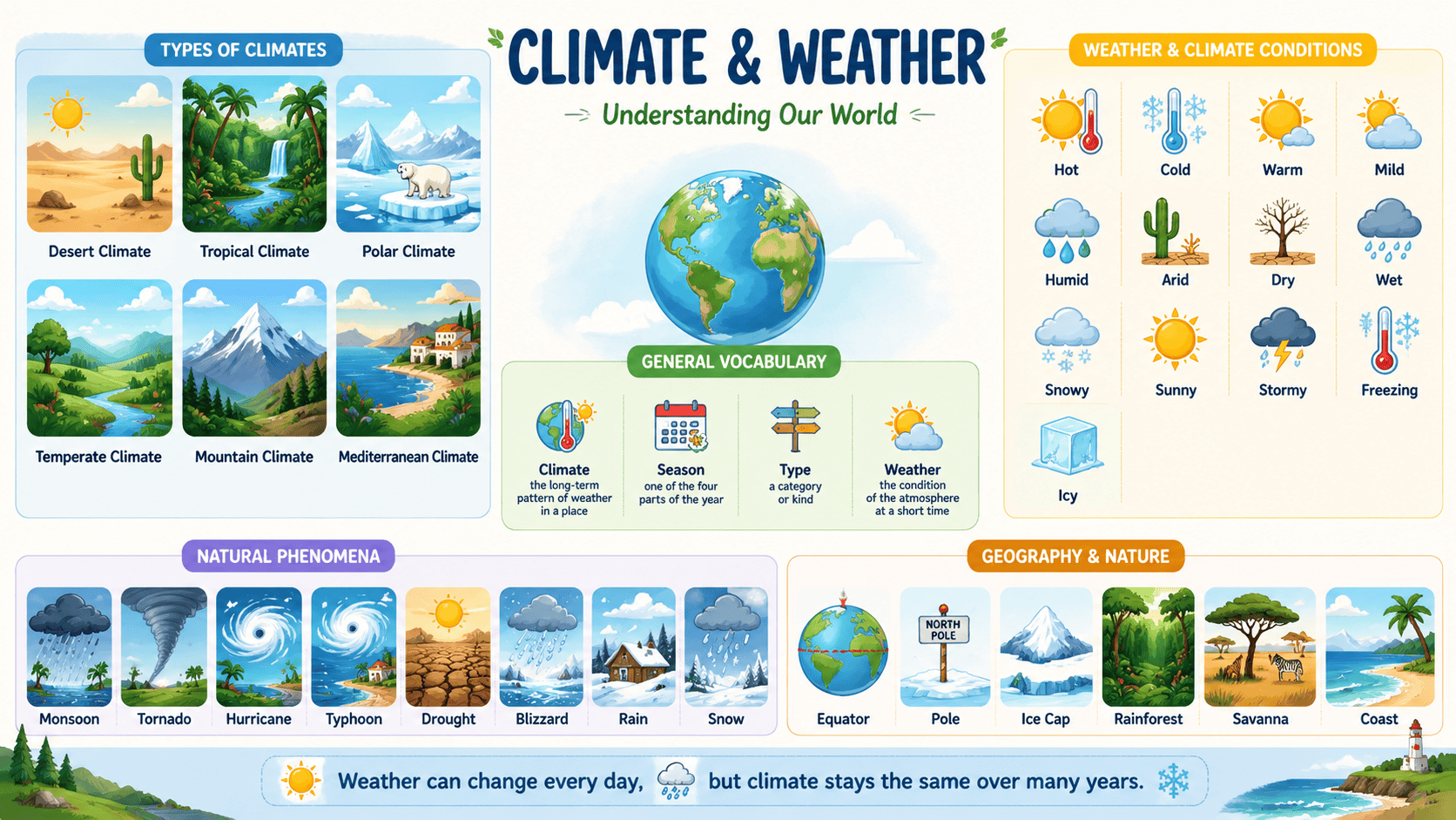 infographic climate and weather vocabulary